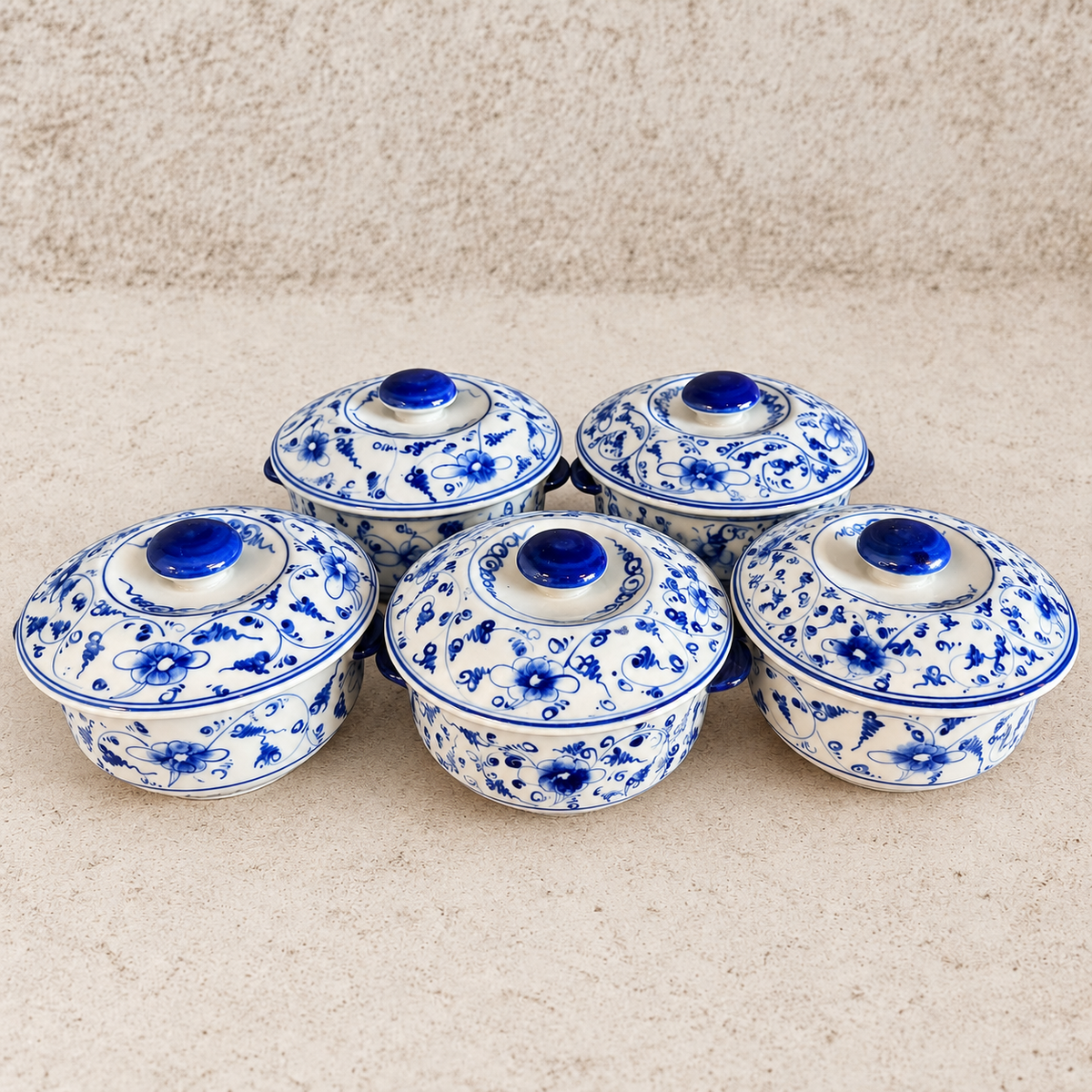 Vintage Blue Danube Covered Soup Bowls