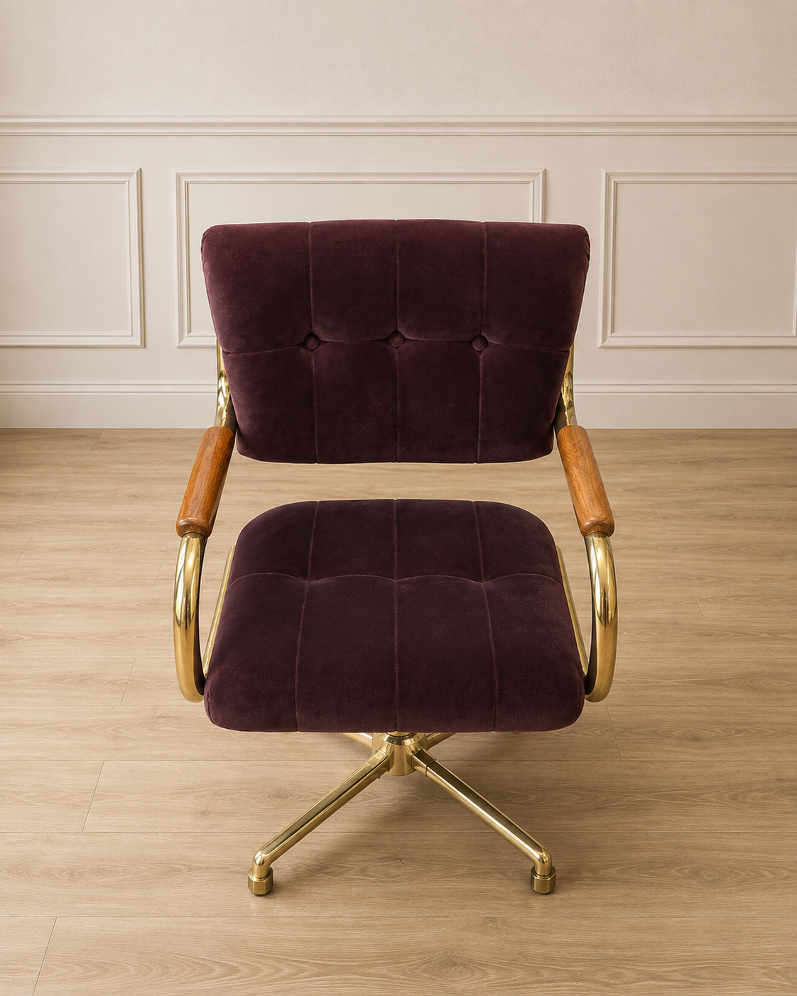 Plum Velvet Swivel Chair, Pair Available