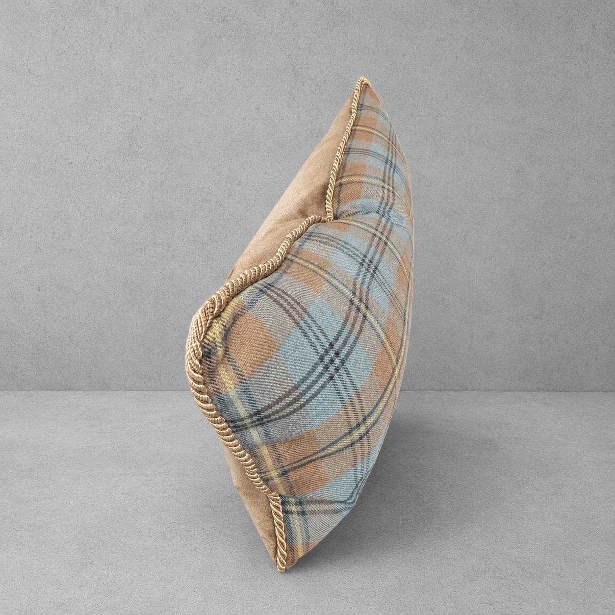 Custom Locharron BlueGrey & Brown Tartan Velvet Lumbar Pillow