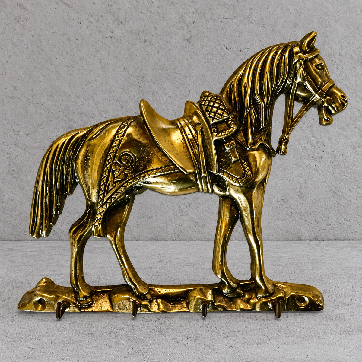 Vintage Solid Brass Horse Key Holder