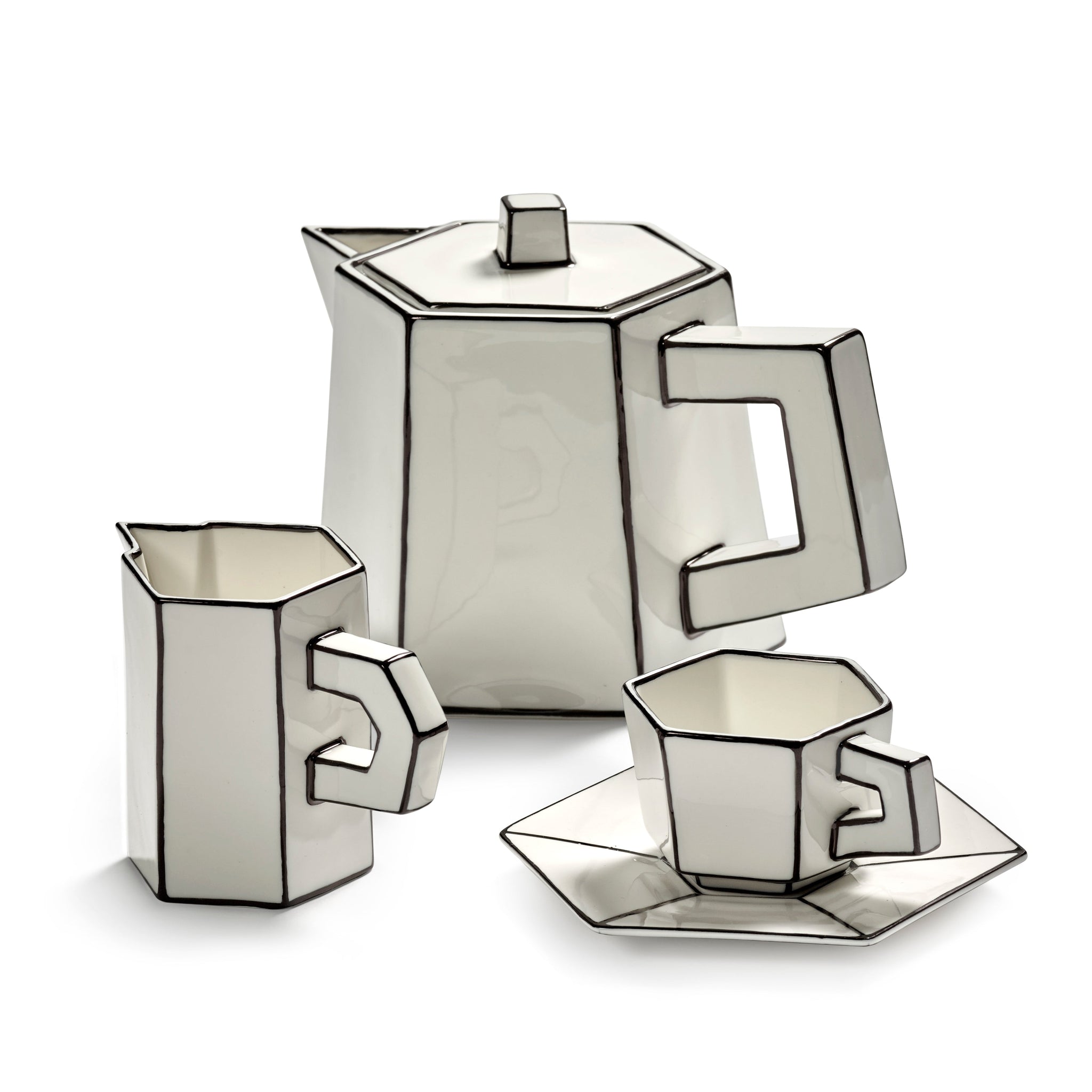JUG WHITE/BLACK CARTE BLANCHE
