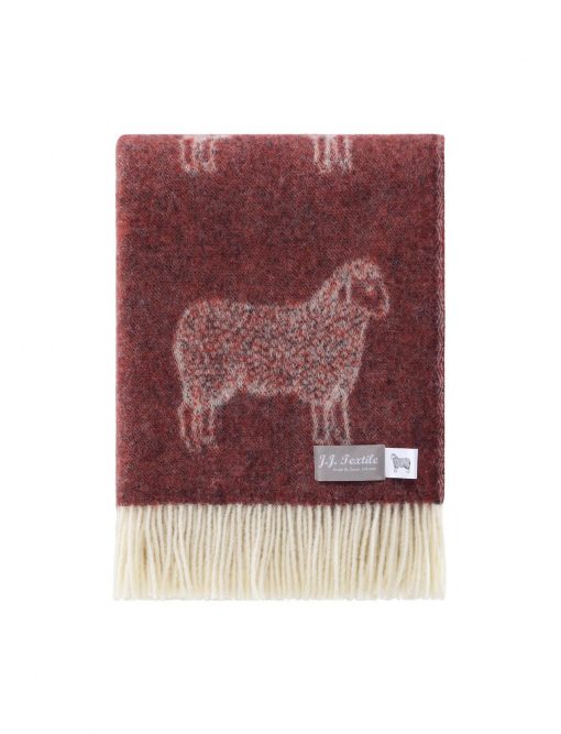 Burgundy Sheep Wool Throw
