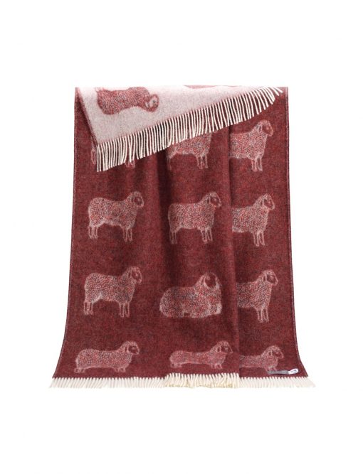 Burgundy Sheep Wool Throw