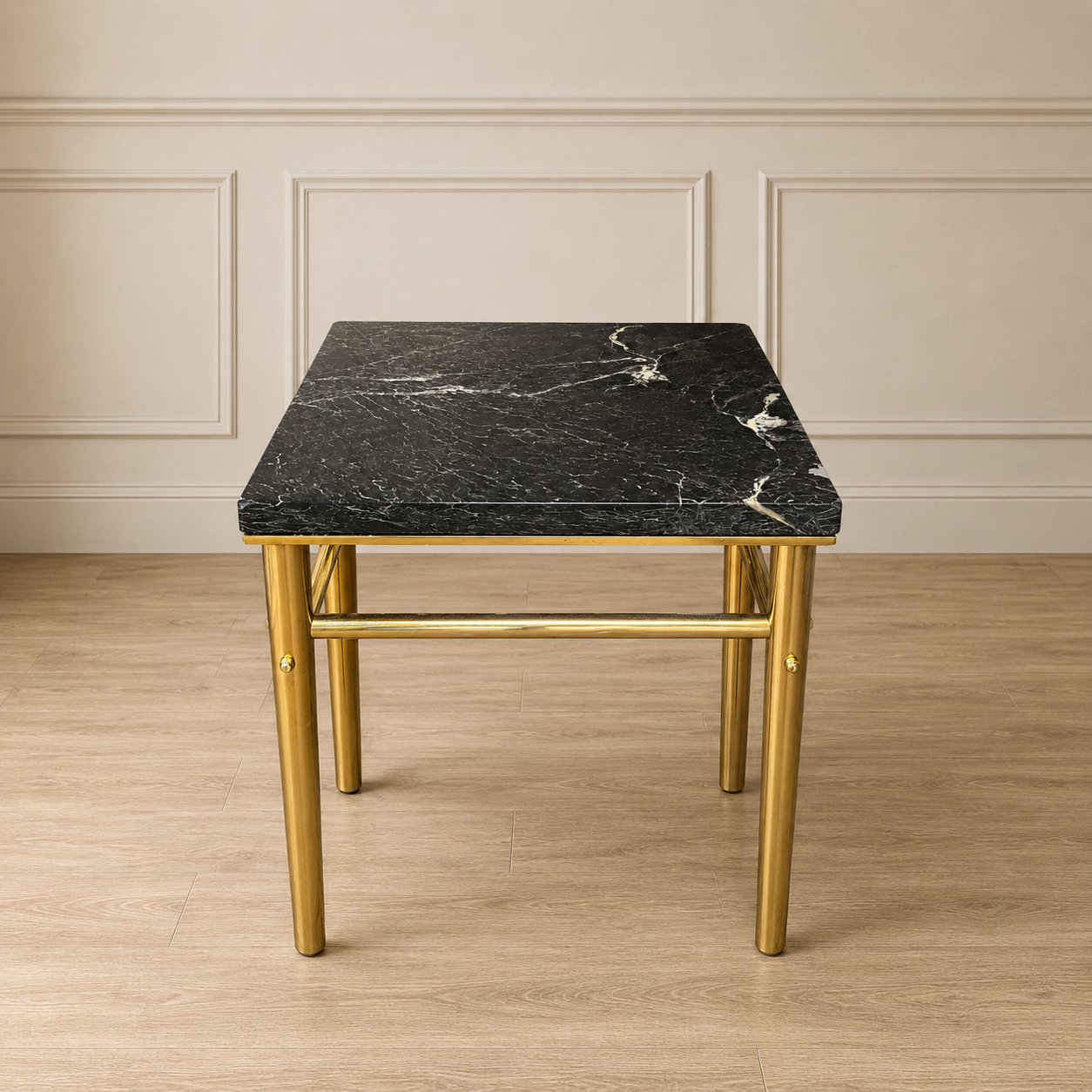Vintage Black Marble & Brass Side Table