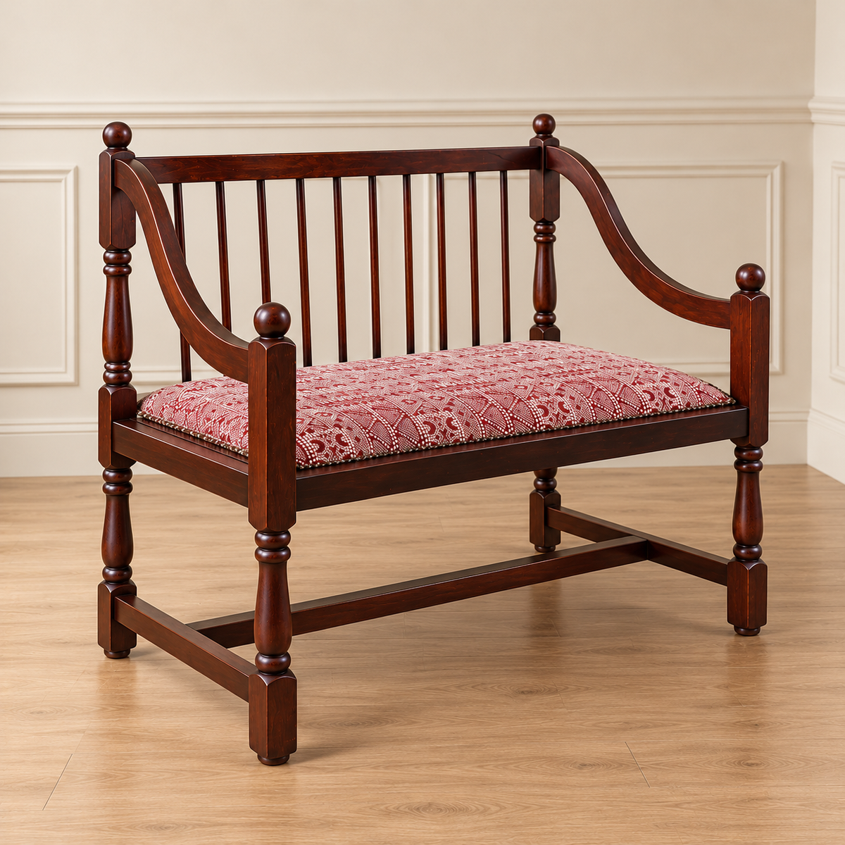Antique Spindle-Back Loveseat Bench
