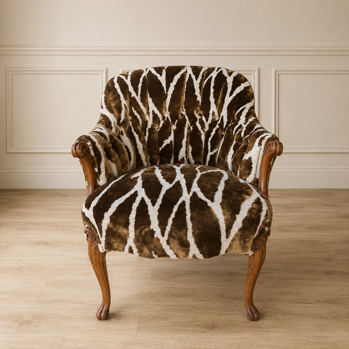 19th Century French Animal Print Armchairs (Pair Available)