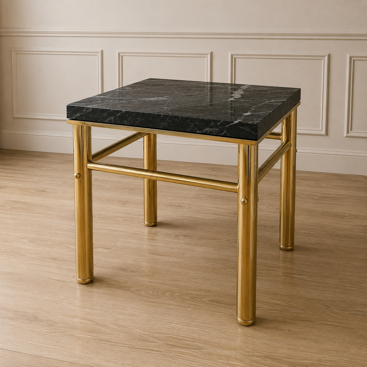 Vintage Black Marble & Brass Side Table