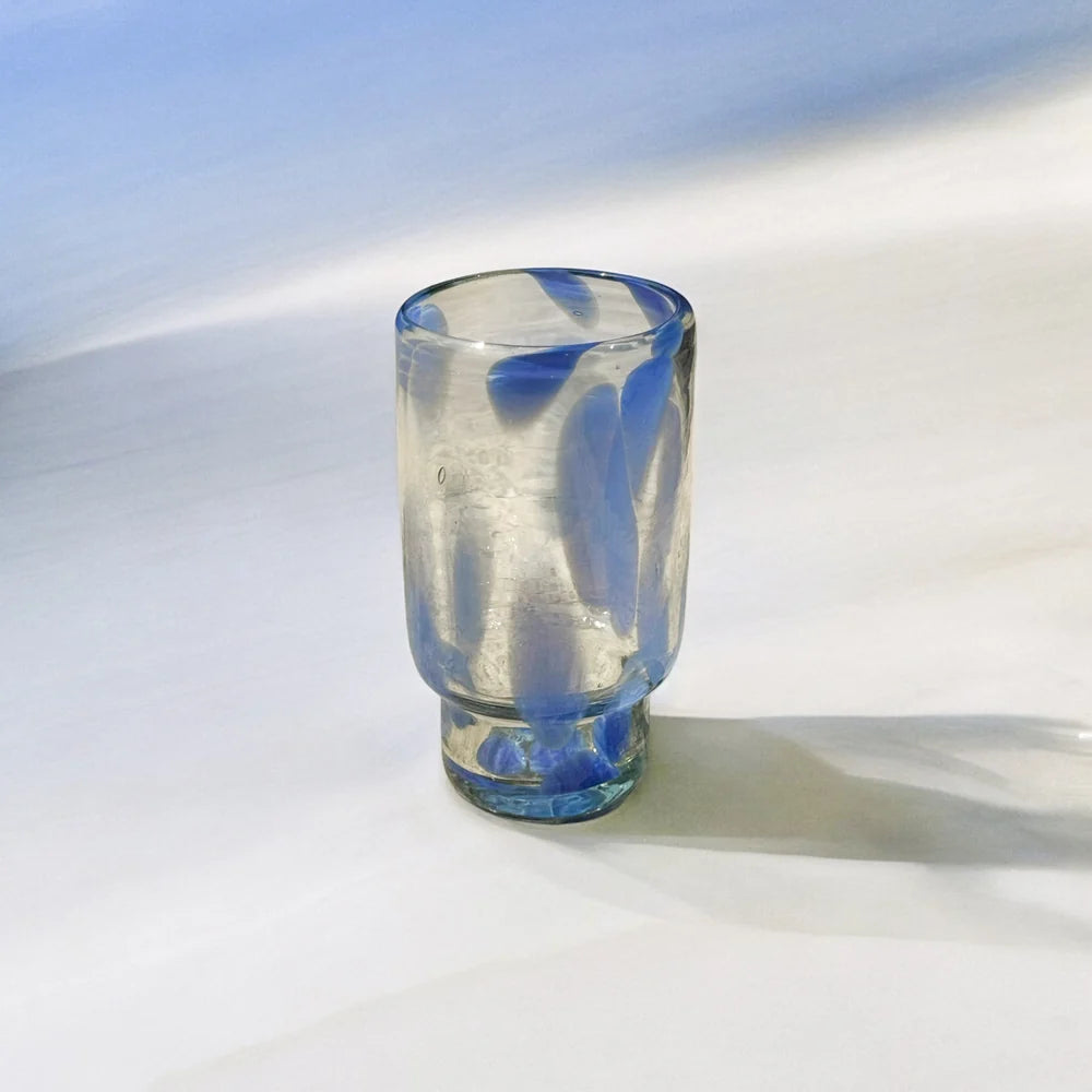 Frida Tall Stackable Glass Blue & Clear
