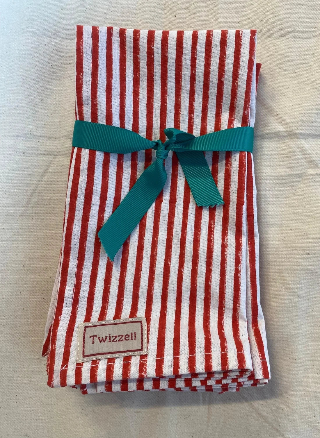 Red and White Pinstripe Napkin x 4