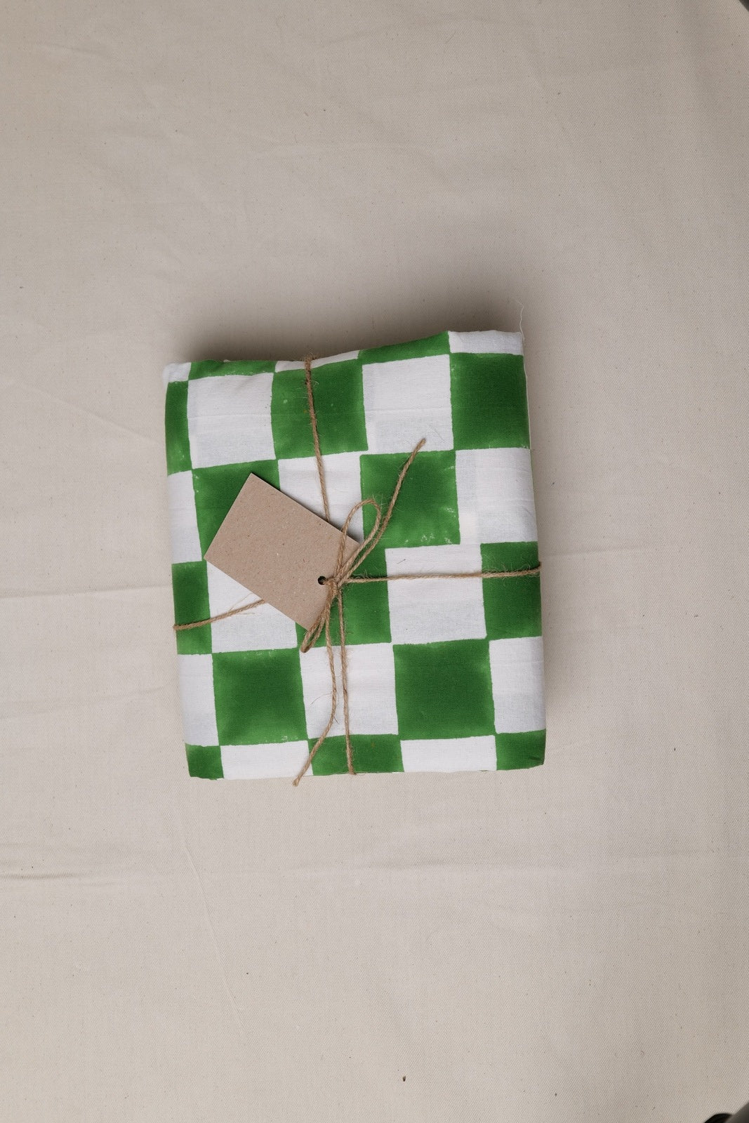 Green & White Checkerboard Tablecloth