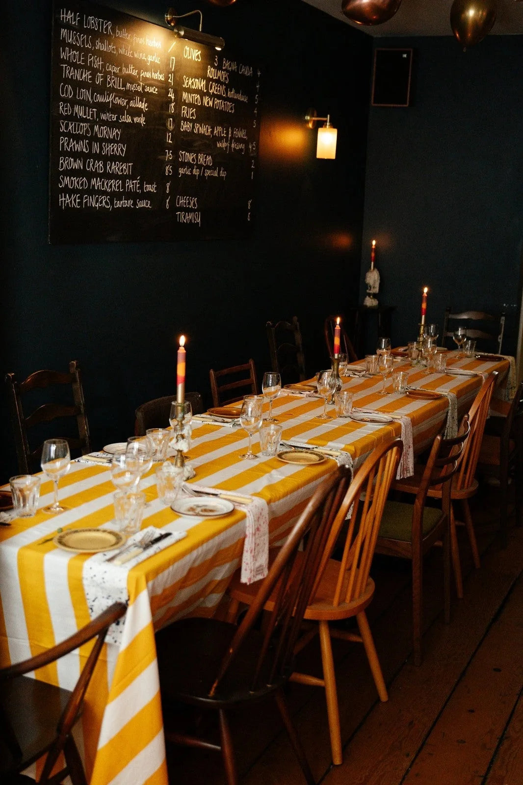 Yellow and White Stripe Tablecloth
