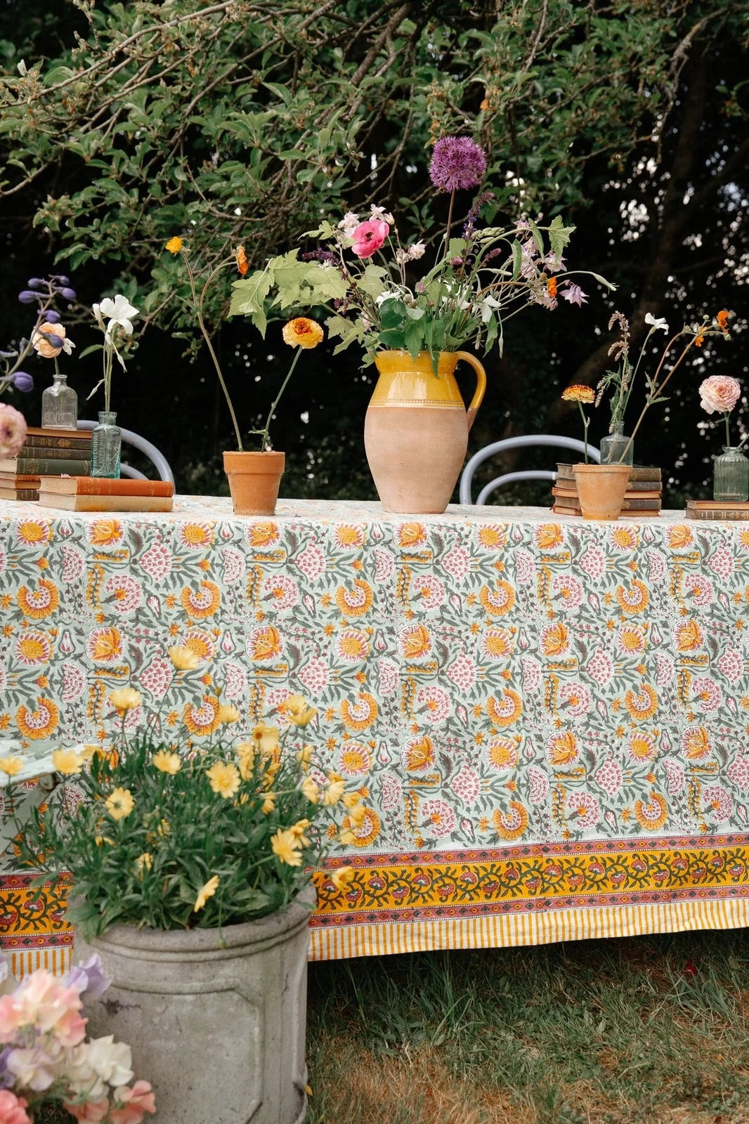 Green, Red and Yolk Floral Tablecloth, 3m
