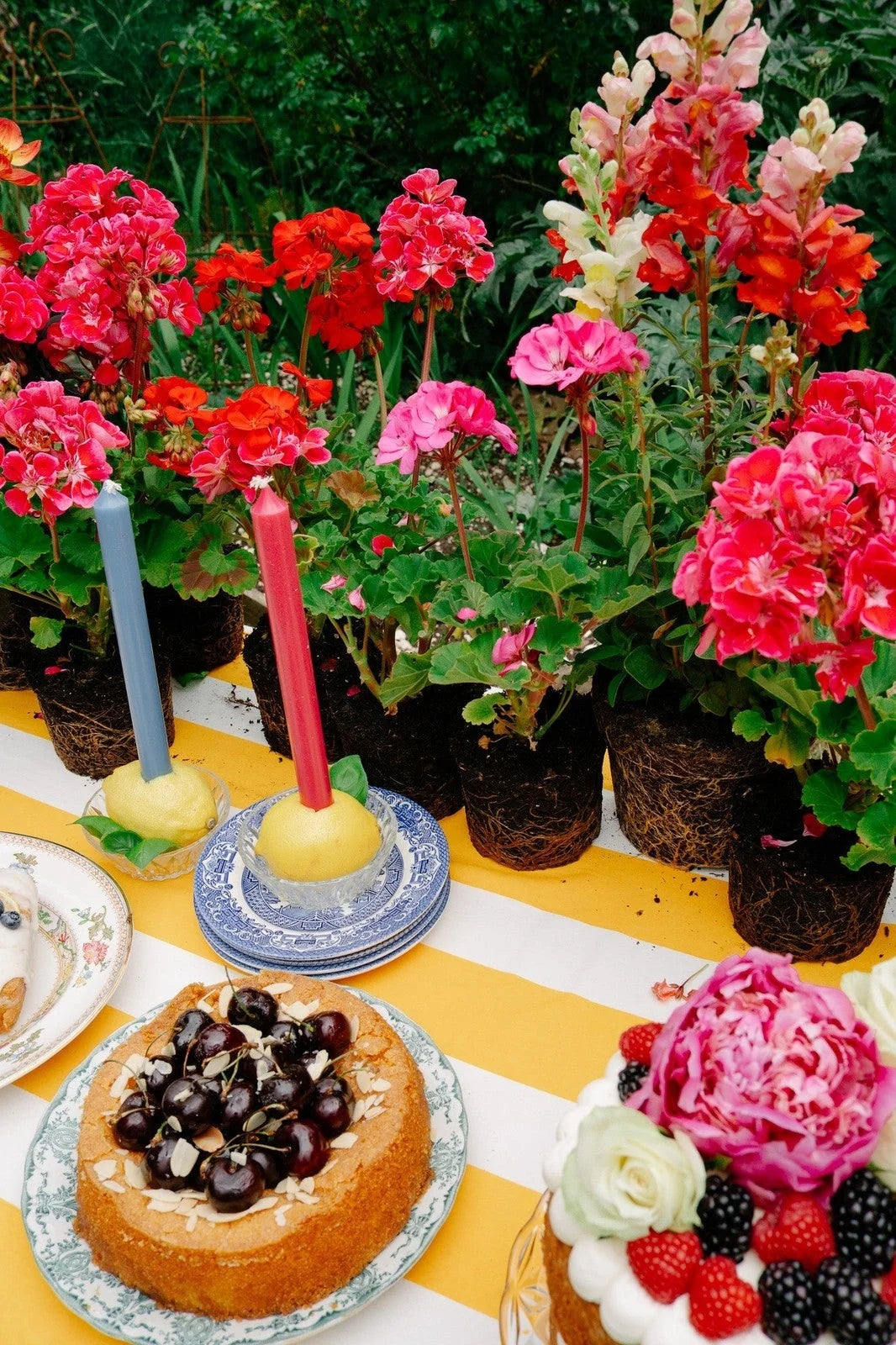 Yellow and White Stripe Tablecloth