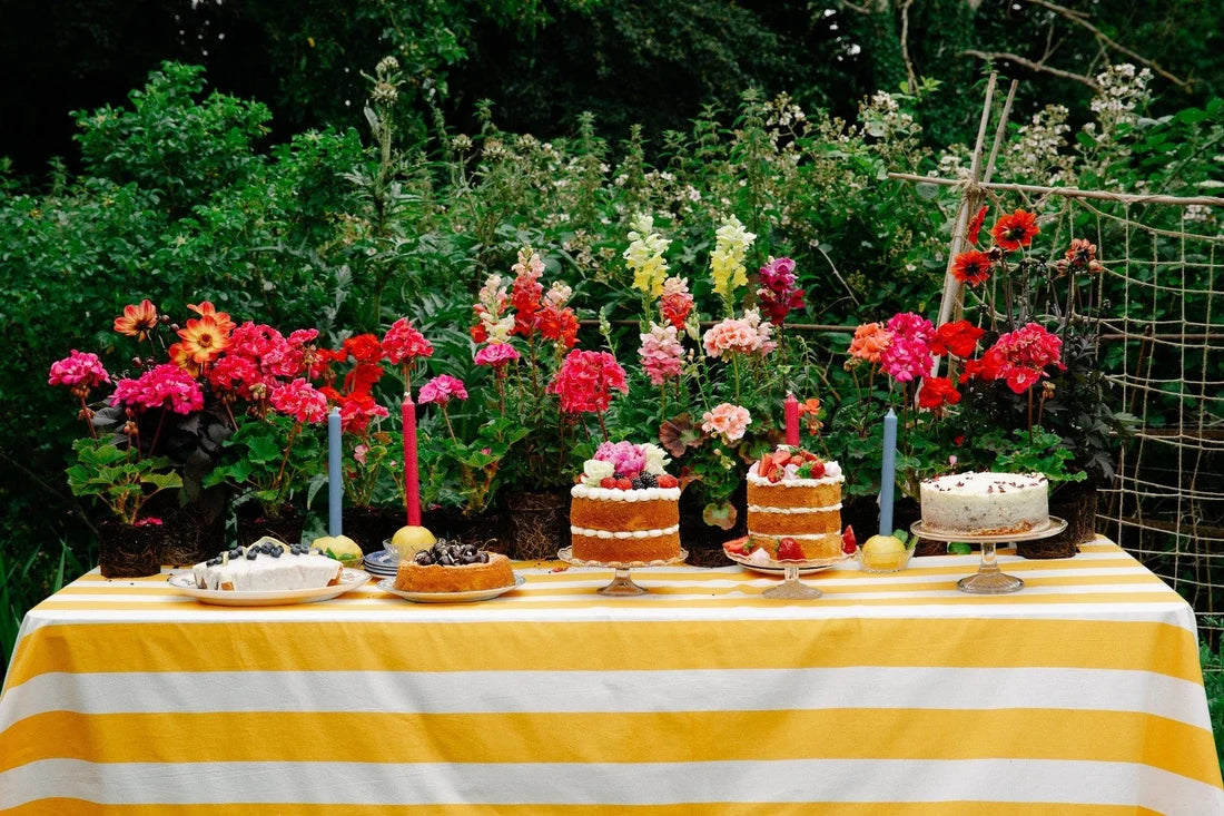 Yellow and White Stripe Tablecloth