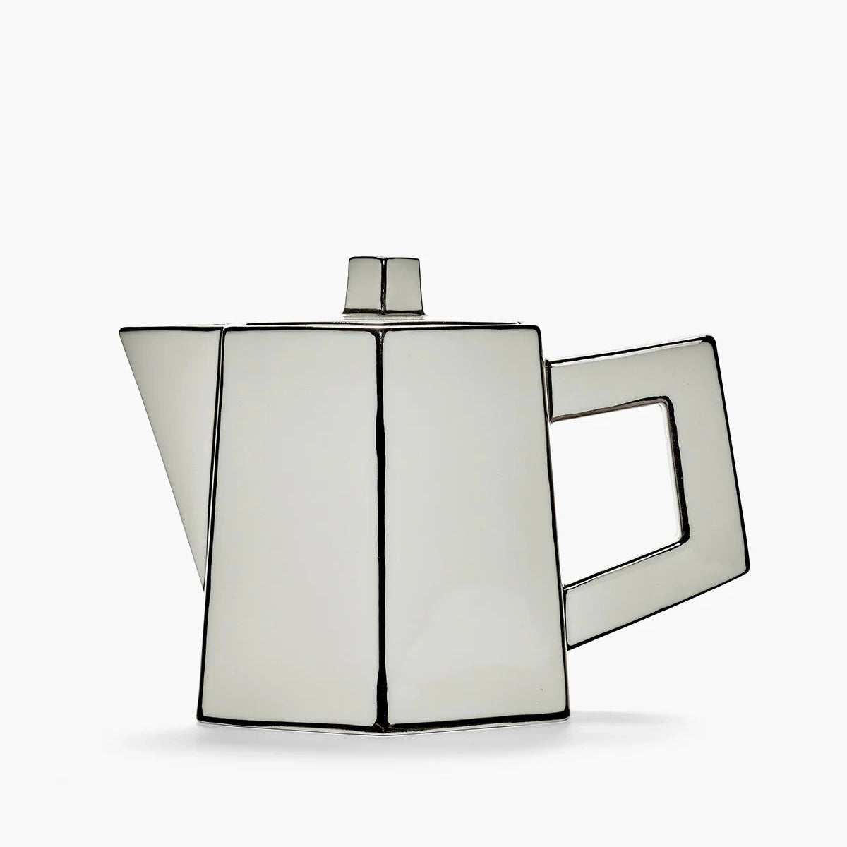 TEA POT WHITE/BLACK CARTE BLANCHE