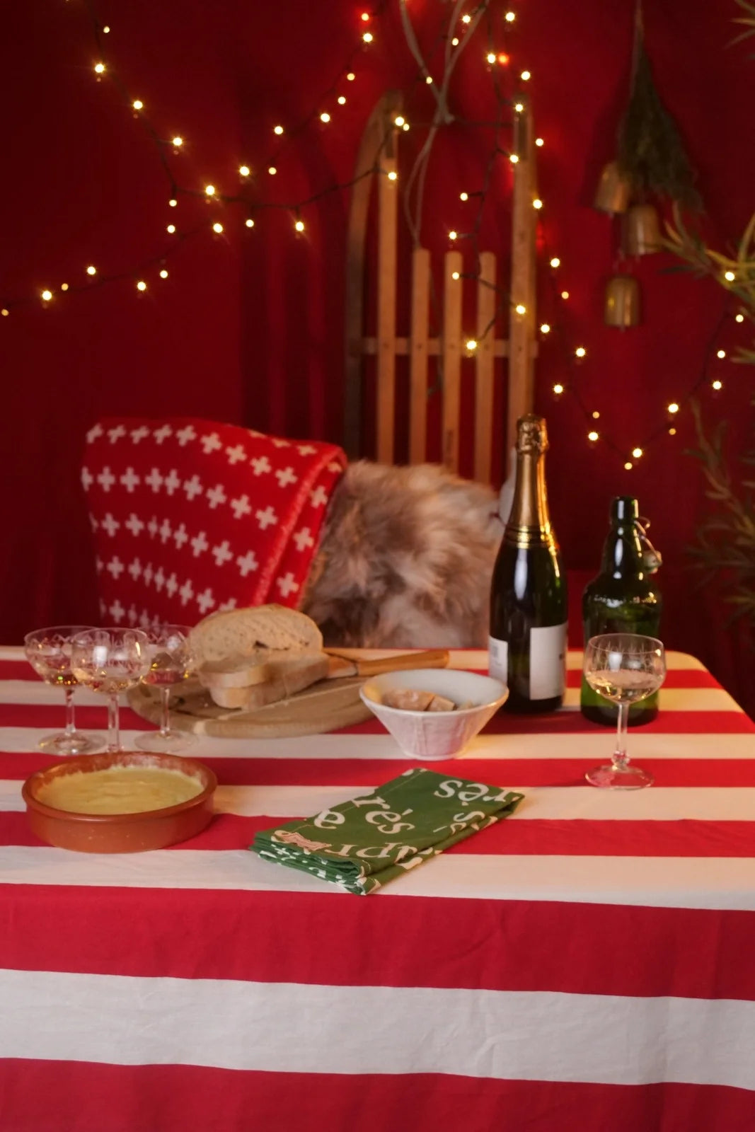 Red and White Stripe Tablecloth