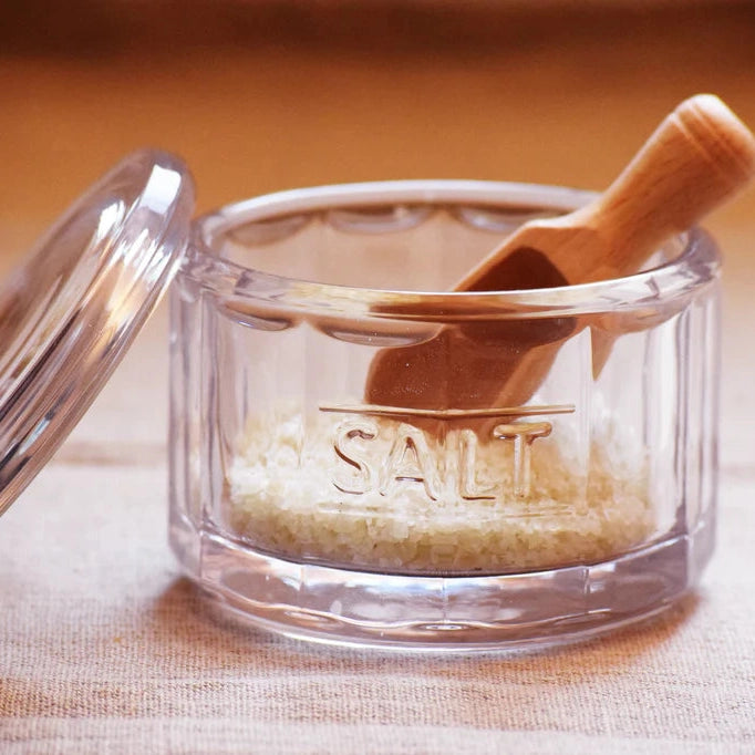 Glass Salt Pot with Wooden Scoop