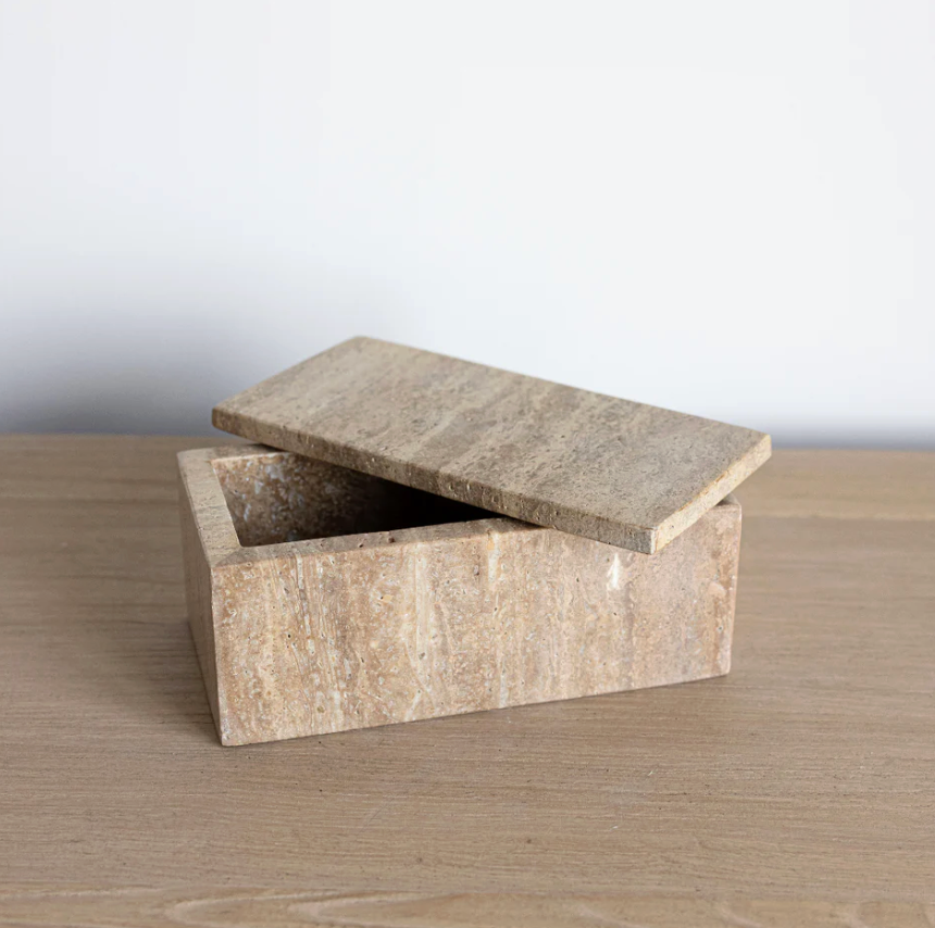 Travertine Lidded Box