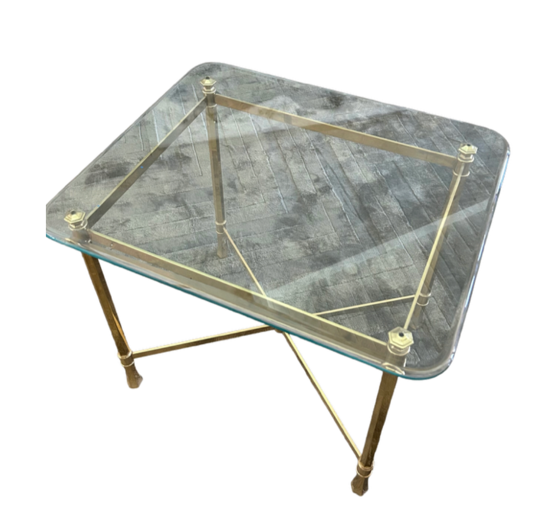 Vintage LaBarge Glass and Brass Coffee Table