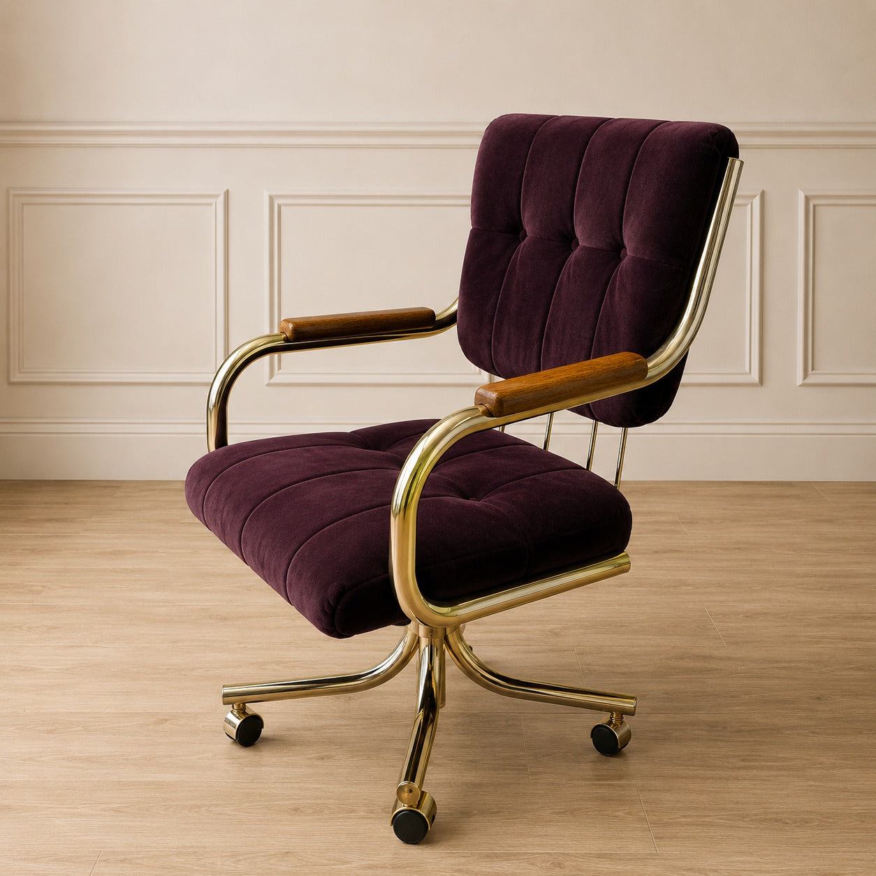 Plum Velvet Swivel Chair, Pair Available