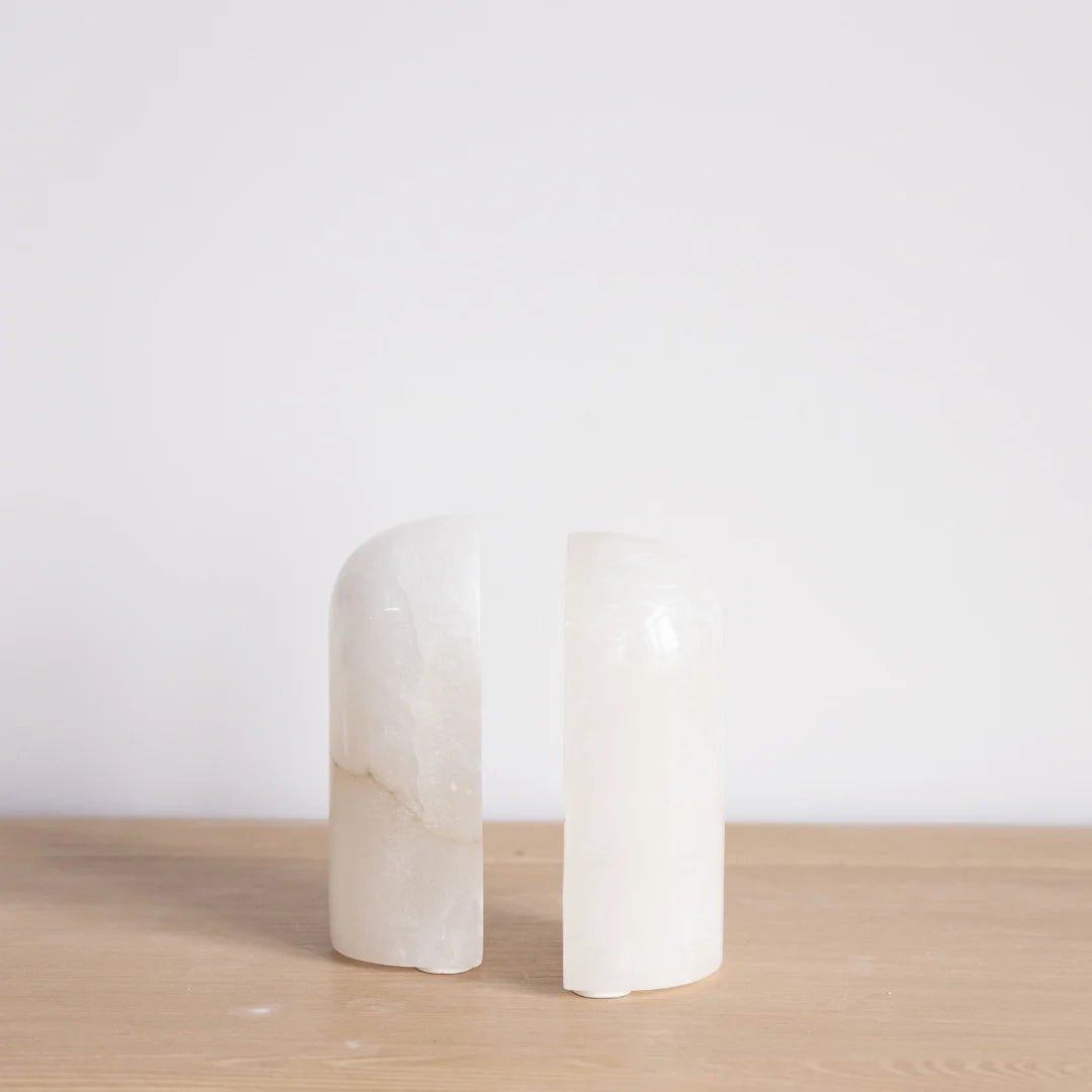 White Alabaster Bookend 2/Pc