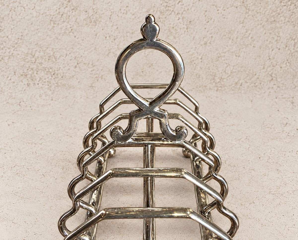 Stan Knights 1940's Heavy Silver Nickel Toast Rack