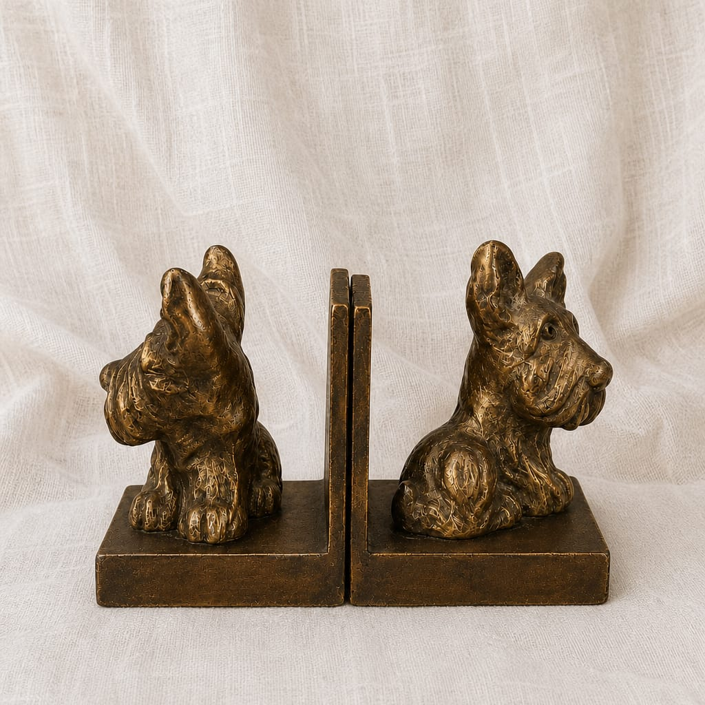 Vintage Scottie Dog Cast Metal Bookends