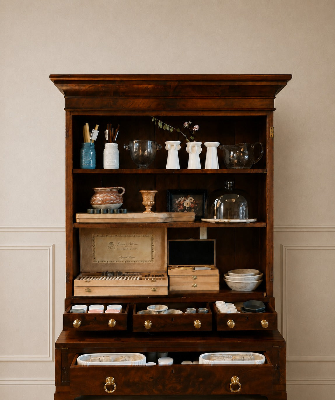 Vintage Mahogany Hutch Secretary