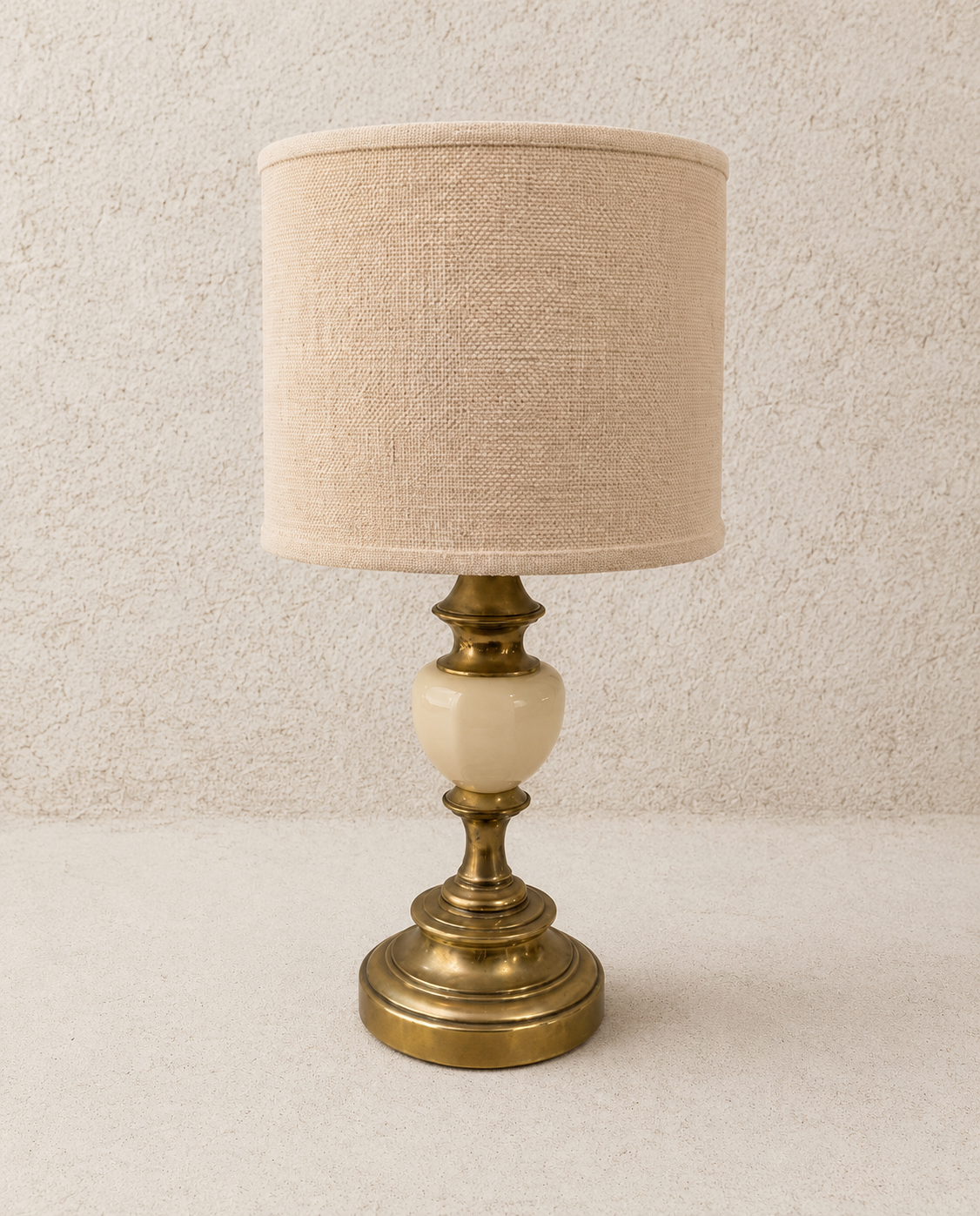 Vintage Brass Lamp with Ceramic Detail
