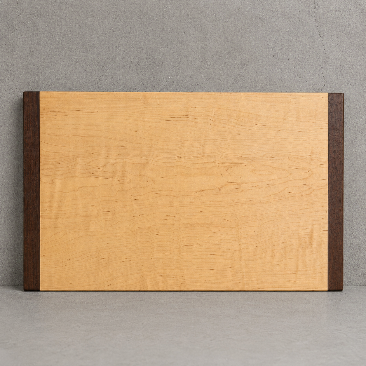 Cutting Board- Tiger Maple with Walnut Handles