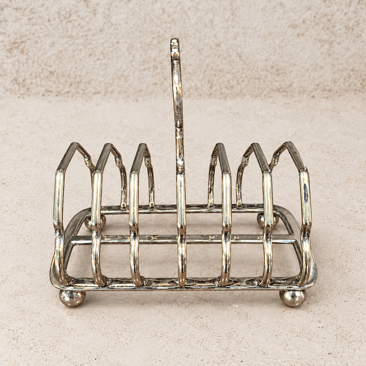 Stan Knights 1940's Heavy Silver Nickel Toast Rack