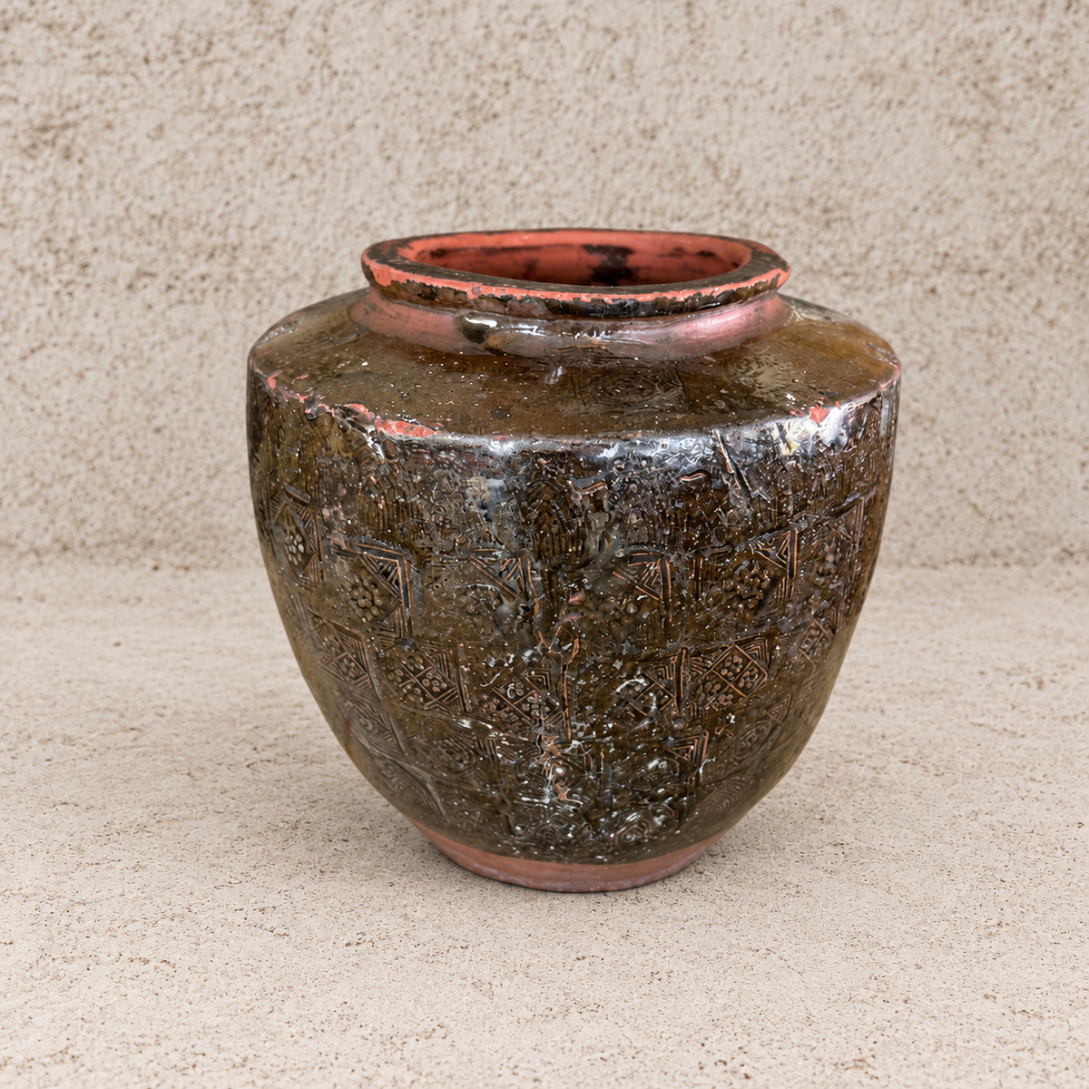 Chinese 17th Century Stoneware Martaban Jar