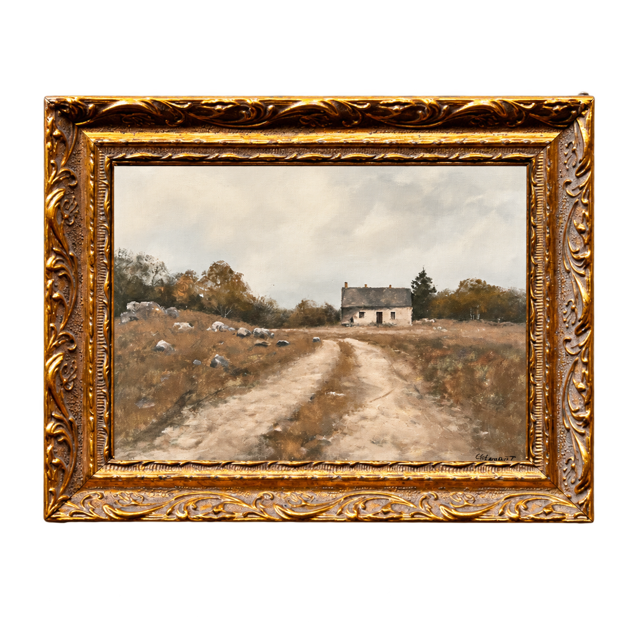 Vintage Farmhouse - Antique Inspired Gold Leaf Crowned Frame