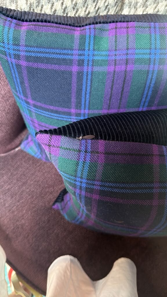 Locharron Highland Jewel Tartan and Midnight Velvet Corduroy Small Accent Pillow