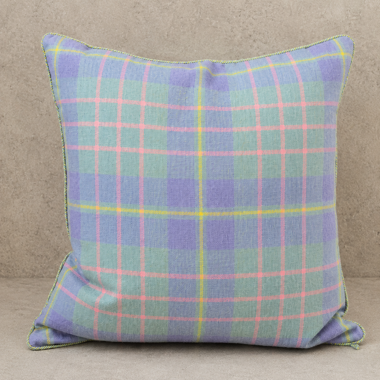 Pastel Lavender Tartan Pillow, Medium