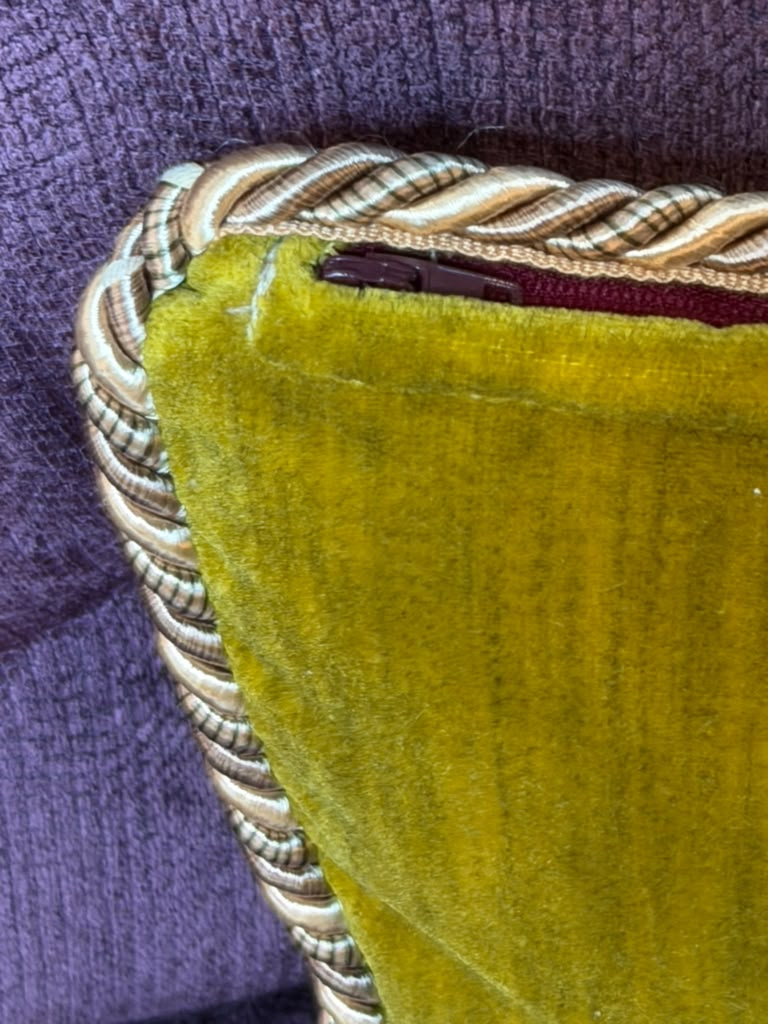 Custom Locharron Tartan and Velvet Back with Decorative Trim Accent Pillow