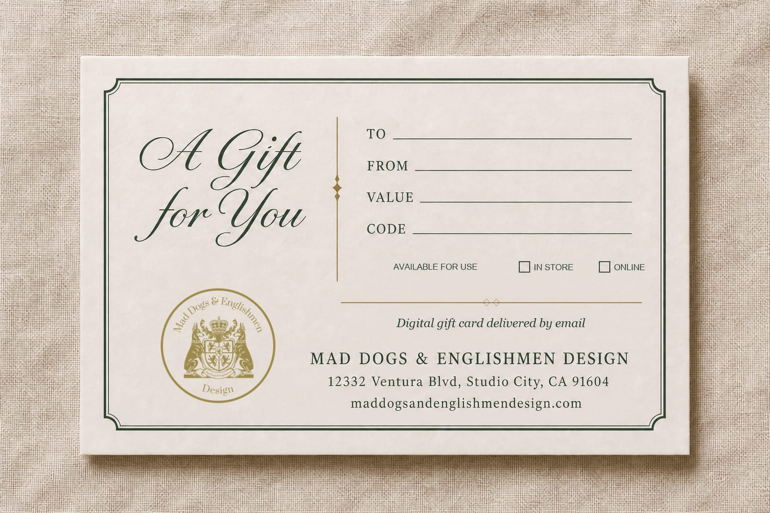 Mad Dogs Gift Card
