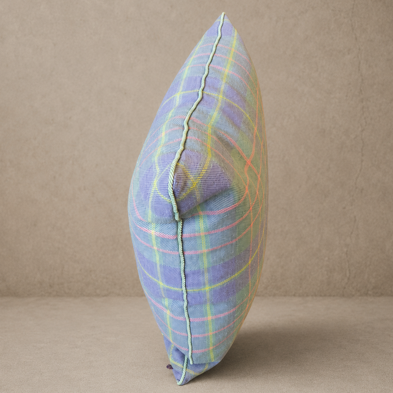 Pastel Lavender Tartan Pillow, Medium