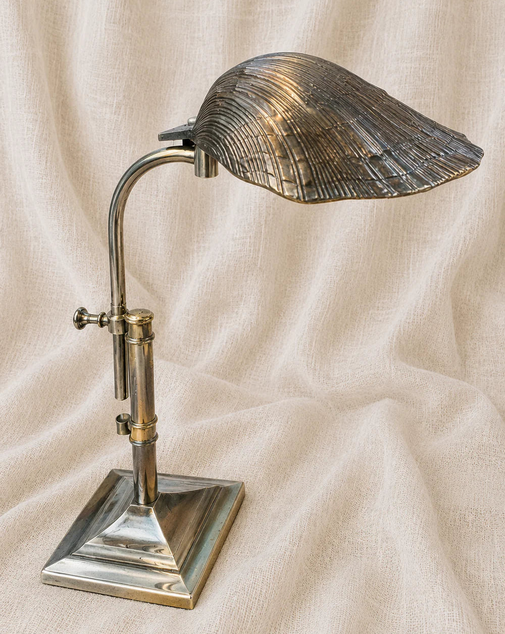 Vintage Mid-Century Brass Clamshell Desk Lamp