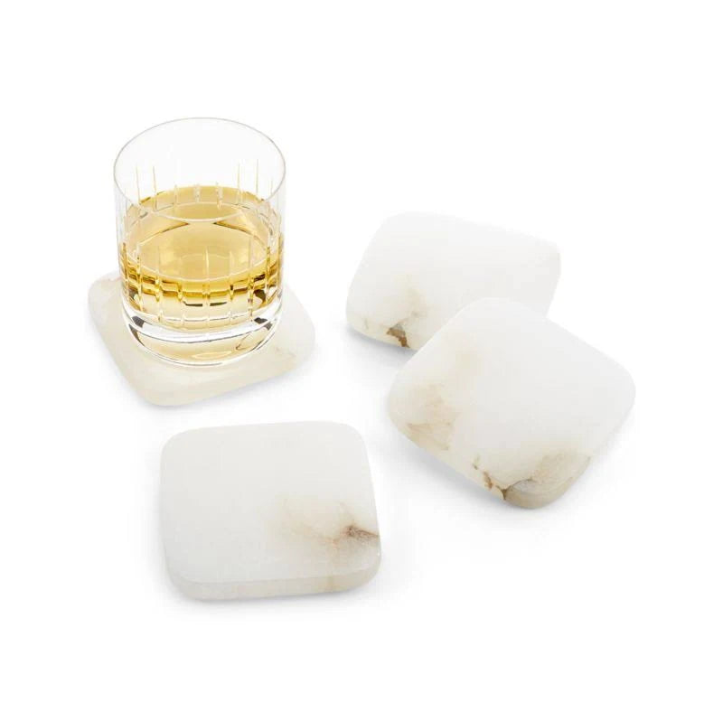 White Alabaster Coaster Set of 4